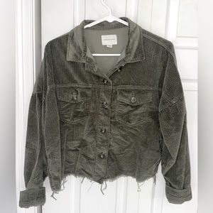 American Eagle Cropped Corduroy Button Down Jacket/Throw over